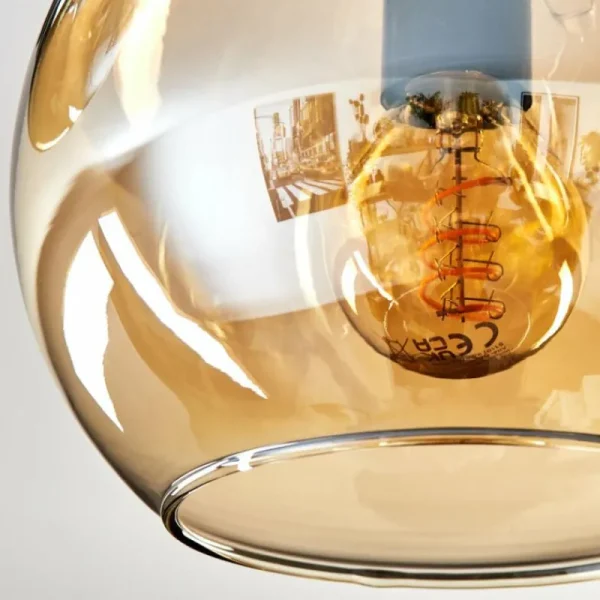 hofstein Koyoto Plafonnier, Boule lumineuse Ambre, Chrome, Fumé, 3 lumières* Lampes Modernes