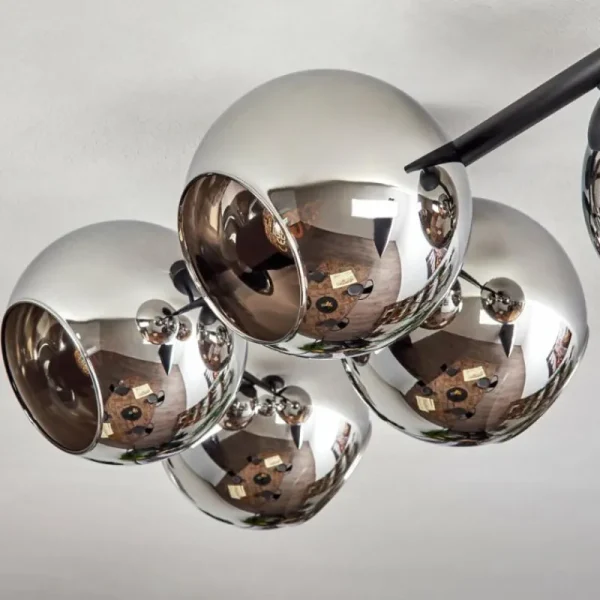 hofstein Koyoto Plafonnier, Boule lumineuse Chrome, Fumé, 5 lumières* Lampes Modernes