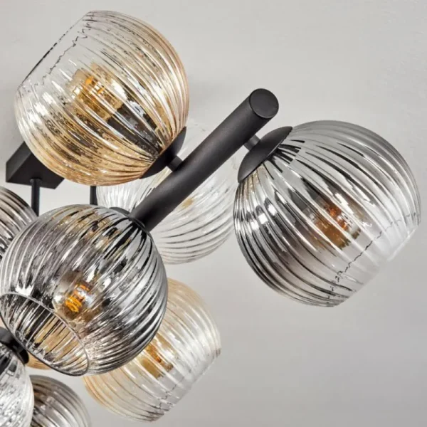 hofstein Koyoto Plafonnier, Boule lumineuse Ambre, Clair, Fumé, 10 lumières* Lampes Modernes