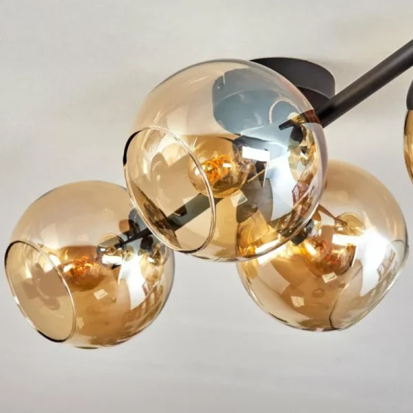 hofstein Koyoto Plafonnier, Boule lumineuse Ambre, 4 lumières* Lampes En Verre