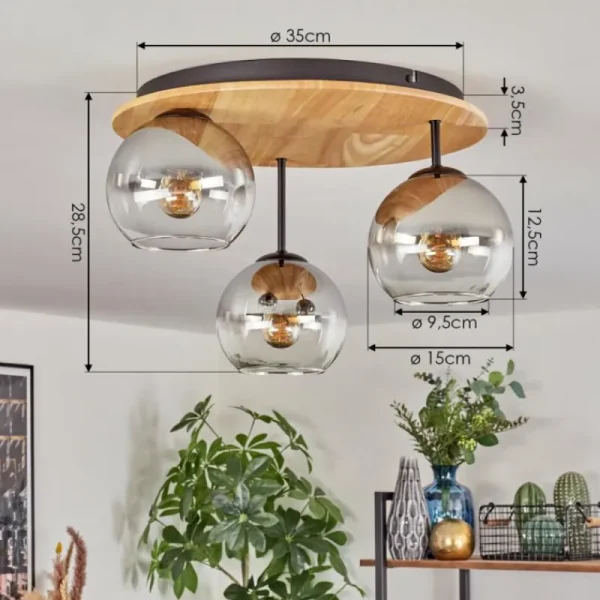 hofstein Koyoto Plafonnier, Boule lumineuse 40 cm Écru, Noir, 3 lumières* Lampes Modernes