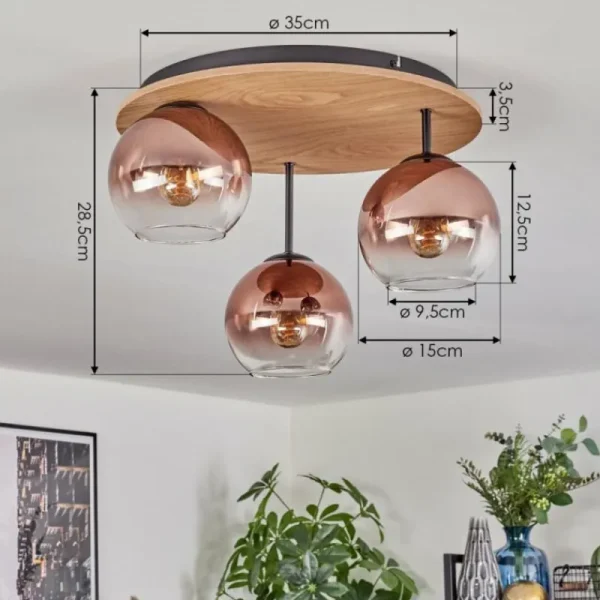 hofstein Koyoto Plafonnier, Boule lumineuse Écru, Noir, 3 lumières* Lampes Modernes