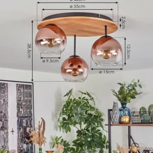 hofstein Koyoto Plafonnier, Boule lumineuse 40 cm Écru, Noir, 3 lumières* Lampes Modernes