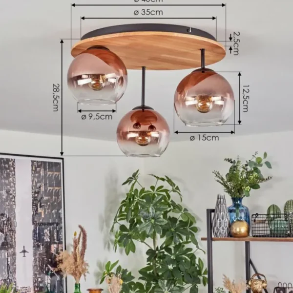 hofstein Koyoto Plafonnier, Boule lumineuse 40 cm Écru, Noir, 3 lumières* Lampes Modernes