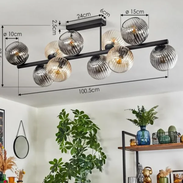 hofstein Koyoto Plafonnier, Boule lumineuse Ambre, Clair, Fumé, 10 lumières* Lampes Modernes