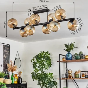 hofstein Koyoto Plafonnier, Boule lumineuse Ambre, 10 lumières* Lampes Modernes