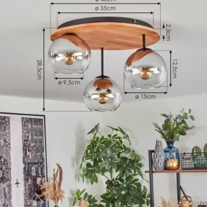hofstein Koyoto Plafonnier, Boule lumineuse 40 cm Écru, Noir, 3 lumières* Lampes Modernes