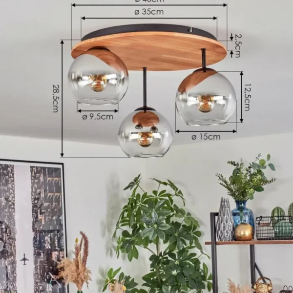 hofstein Koyoto Plafonnier, Boule lumineuse 40 cm Écru, Noir, 3 lumières* Lampes Modernes