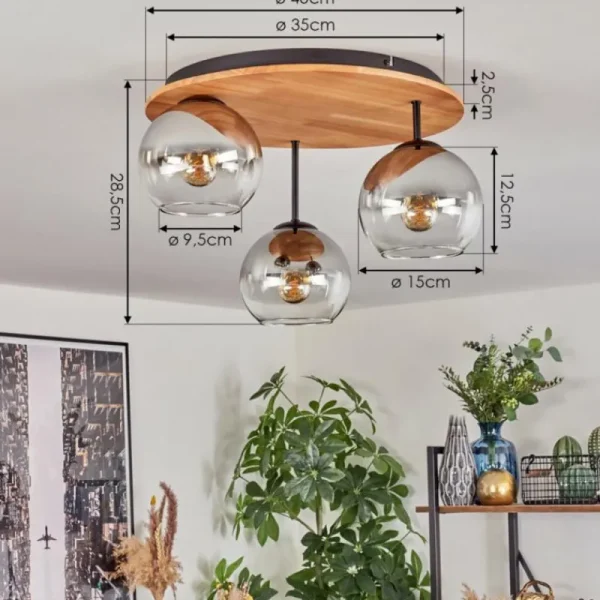hofstein Koyoto Plafonnier, Boule lumineuse 40 cm Écru, Noir, 3 lumières* Lampes Modernes
