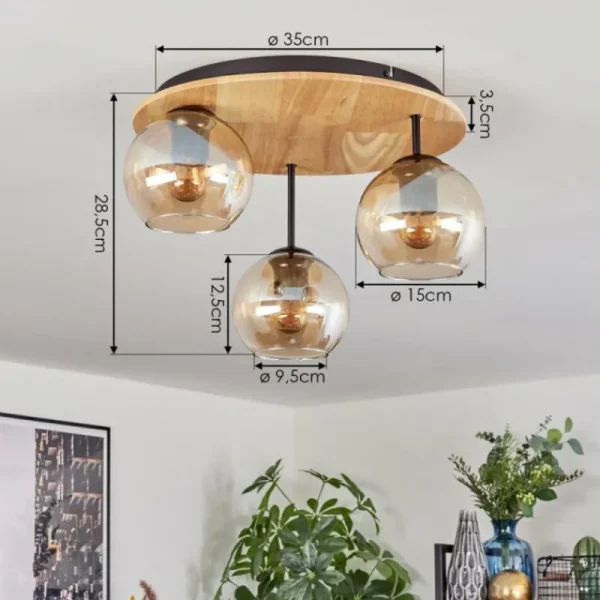 hofstein Koyoto Plafonnier, Boule lumineuse 40 cm Écru, Noir, 3 lumières* Lampes Modernes