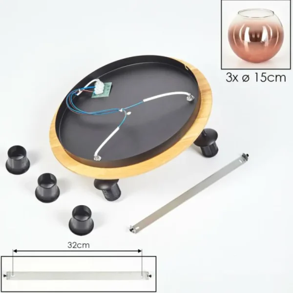 hofstein Koyoto Plafonnier, Boule lumineuse 40 cm Écru, Noir, 3 lumières* Lampes Modernes