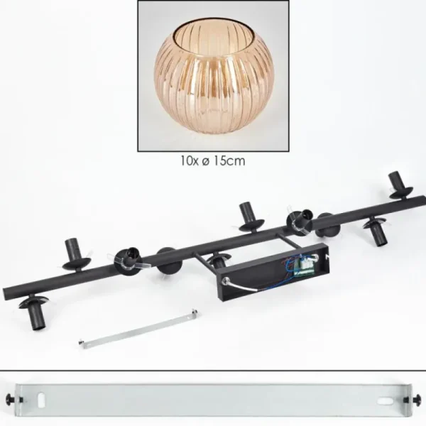 hofstein Koyoto Plafonnier, Boule lumineuse Ambre, 10 lumières* Lampes Modernes