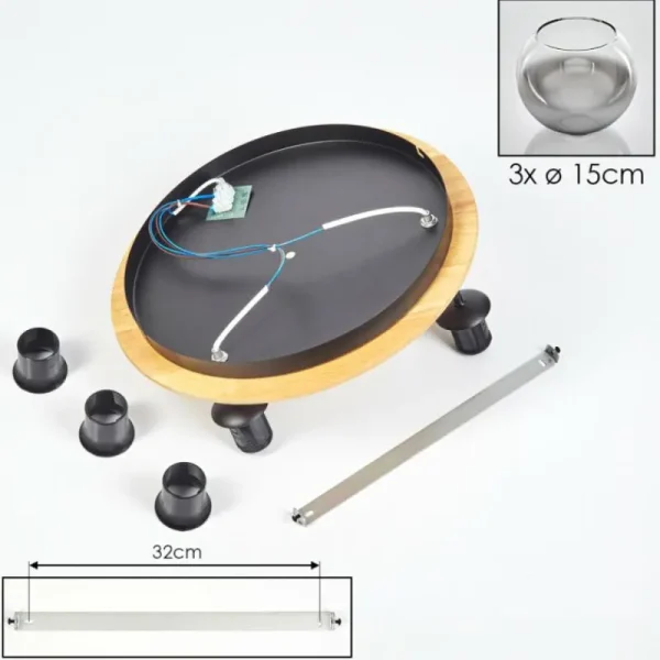 hofstein Koyoto Plafonnier, Boule lumineuse 40 cm Écru, Noir, 3 lumières* Lampes Modernes