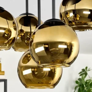 hofstein Koyoto Plafonnier, Boule lumineuse 45 cm Or, 5 lumières* Lampes En Verre