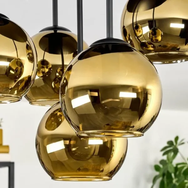 hofstein Koyoto Plafonnier, Boule lumineuse 45 cm Or, 5 lumières* Lampes En Verre