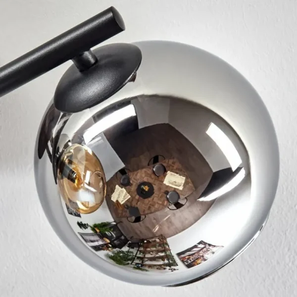 hofstein Koyoto Plafonnier, Boule lumineuse Ambre, Chrome, Fumé, 3 lumières* Lampes Modernes