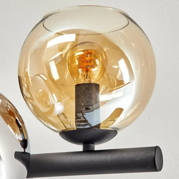 hofstein Koyoto Plafonnier, Boule lumineuse Ambre, Chrome, Fumé, 8 lumières* Lampes Modernes