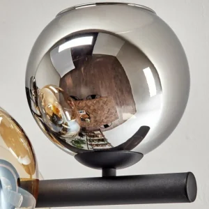 hofstein Koyoto Plafonnier, Boule lumineuse Ambre, Chrome, Fumé, 8 lumières* Lampes Modernes