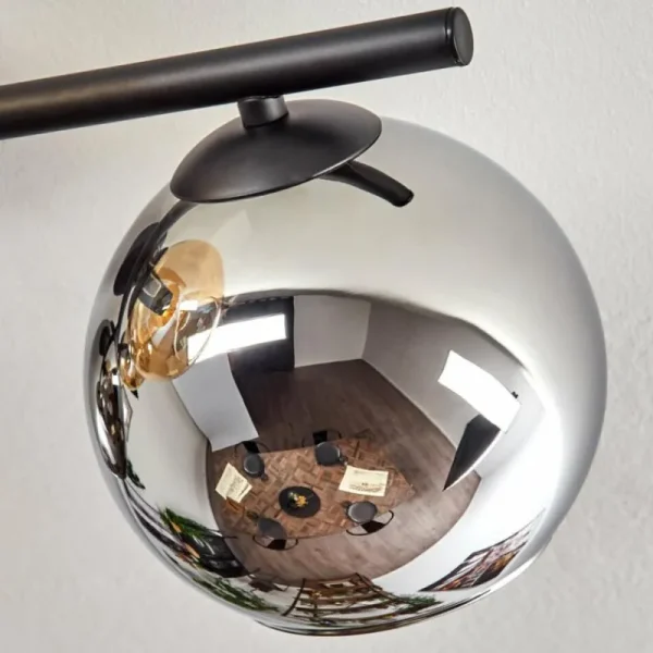 hofstein Koyoto Plafonnier, Boule lumineuse Ambre, Chrome, Fumé, 4 lumières* Lampes Modernes