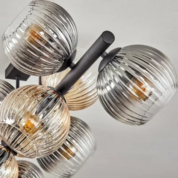 hofstein Koyoto Plafonnier, Boule lumineuse Ambre, Clair, Fumé, 10 lumières* Lampes Modernes