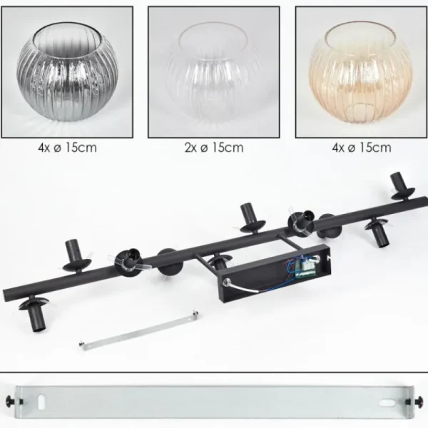 hofstein Koyoto Plafonnier, Boule lumineuse Ambre, Clair, Fumé, 10 lumières* Lampes Modernes