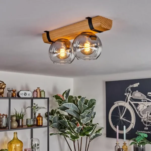hofstein Koyoto Plafonnier, Boule lumineuse Écru, Noir, 2 lumières* Lampes Modernes