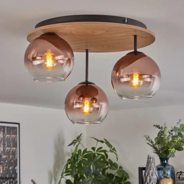 hofstein Koyoto Plafonnier, Boule lumineuse Écru, Noir, 3 lumières* Lampes Modernes