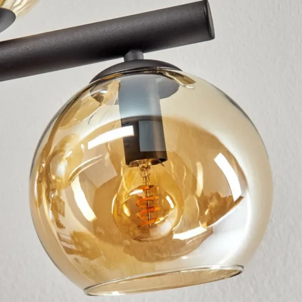 hofstein Koyoto Plafonnier, Boule lumineuse Ambre, Chrome, Fumé, 10 lumières* Lampes Modernes
