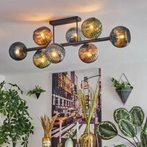 hofstein Koyoto Plafonnier, Boule lumineuse Bleu, Vert, Cuivré, 8 lumières* Lampes Modernes