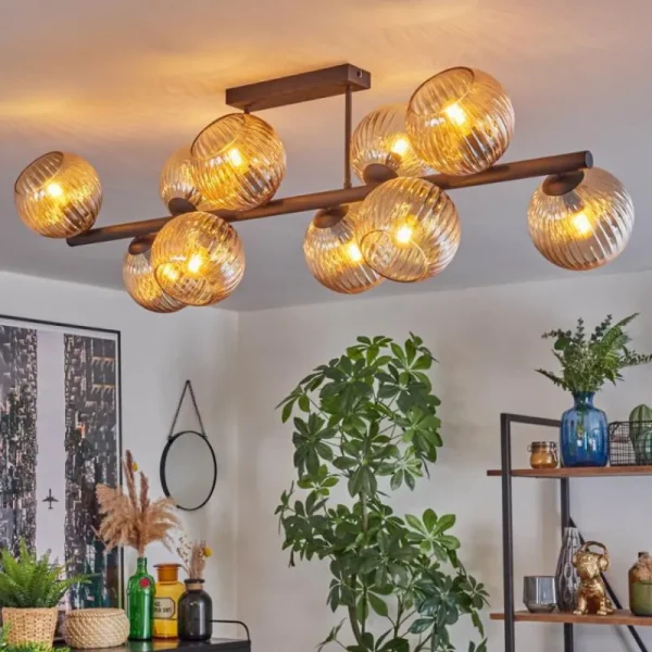 hofstein Koyoto Plafonnier, Boule lumineuse Ambre, 10 lumières* Lampes Modernes