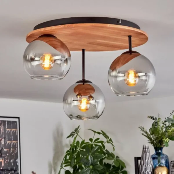 hofstein Koyoto Plafonnier, Boule lumineuse 40 cm Écru, Noir, 3 lumières* Lampes Modernes