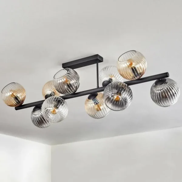 hofstein Koyoto Plafonnier, Boule lumineuse Ambre, Clair, Fumé, 10 lumières* Lampes Modernes