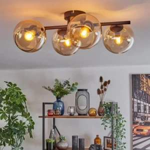 hofstein Koyoto Plafonnier, Boule lumineuse Ambre, 4 lumières* Lampes En Verre