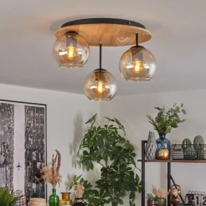 hofstein Koyoto Plafonnier, Boule lumineuse 40 cm Écru, Noir, 3 lumières* Lampes Modernes