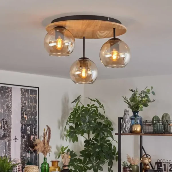 hofstein Koyoto Plafonnier, Boule lumineuse 40 cm Écru, Noir, 3 lumières* Lampes Modernes