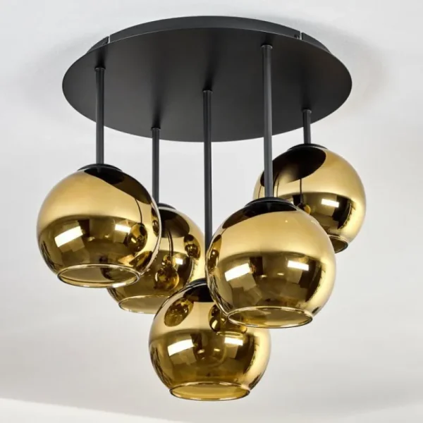 hofstein Koyoto Plafonnier, Boule lumineuse 45 cm Or, 5 lumières* Lampes En Verre