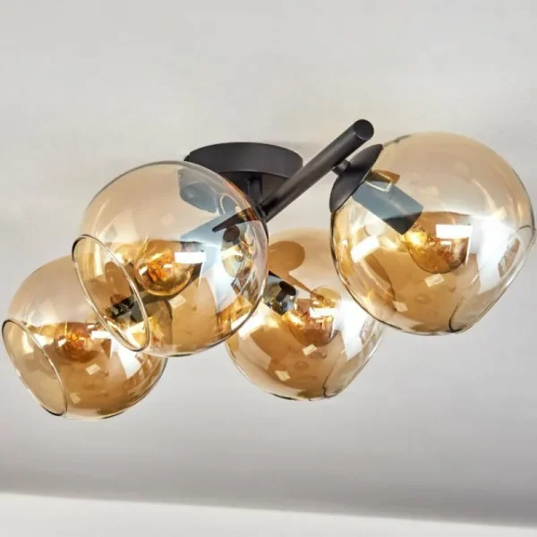 hofstein Koyoto Plafonnier, Boule lumineuse Ambre, 4 lumières* Lampes En Verre