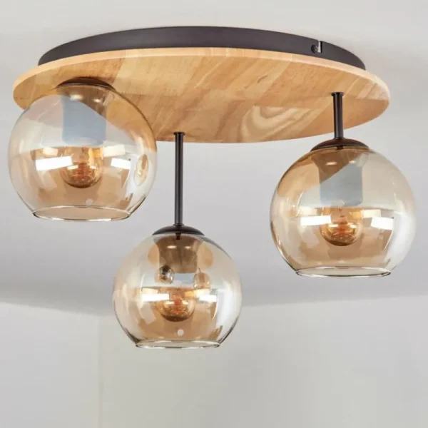 hofstein Koyoto Plafonnier, Boule lumineuse 40 cm Écru, Noir, 3 lumières* Lampes Modernes