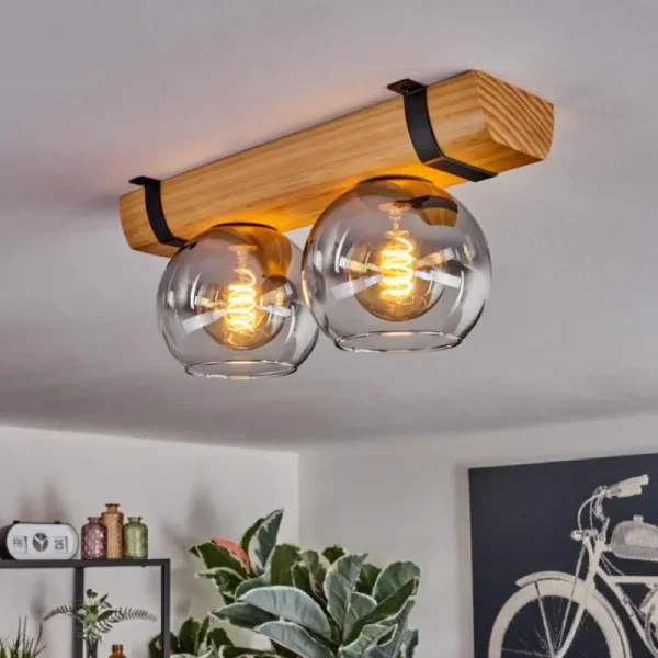 hofstein Koyoto Plafonnier, Boule lumineuse Écru, Noir, 2 lumières* Lampes Modernes