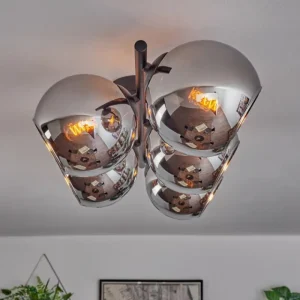 hofstein Koyoto Plafonnier, Boule lumineuse Chrome, Fumé, 5 lumières* Lampes Modernes