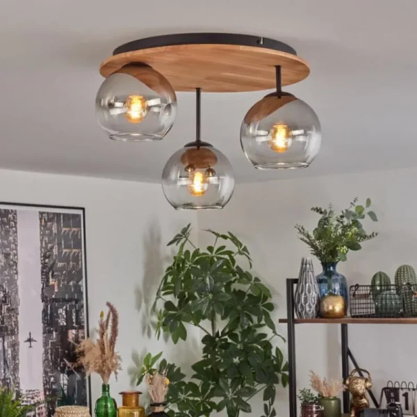 hofstein Koyoto Plafonnier, Boule lumineuse 40 cm Écru, Noir, 3 lumières* Lampes Modernes