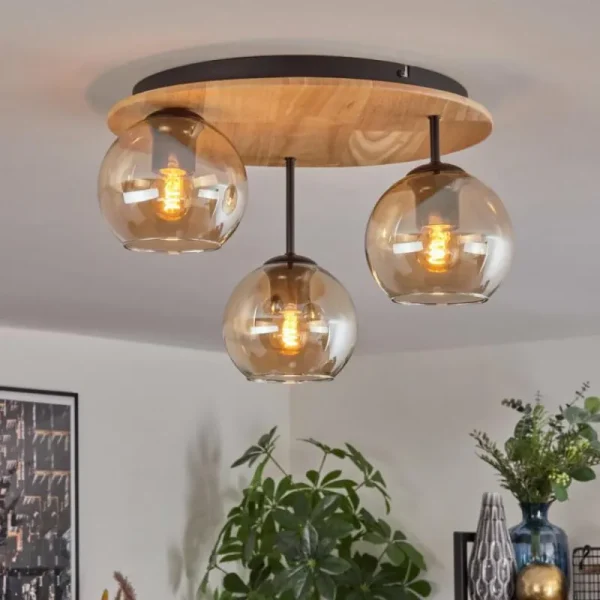 hofstein Koyoto Plafonnier, Boule lumineuse 40 cm Écru, Noir, 3 lumières* Lampes Modernes