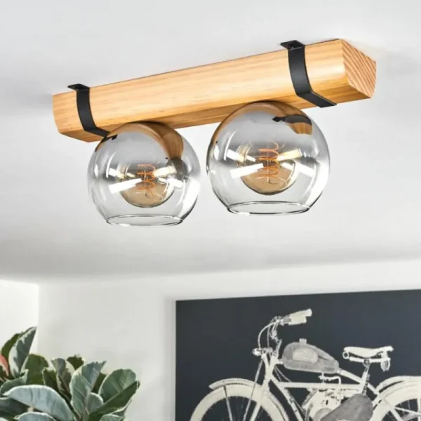 hofstein Koyoto Plafonnier, Boule lumineuse Écru, Noir, 2 lumières* Lampes Modernes
