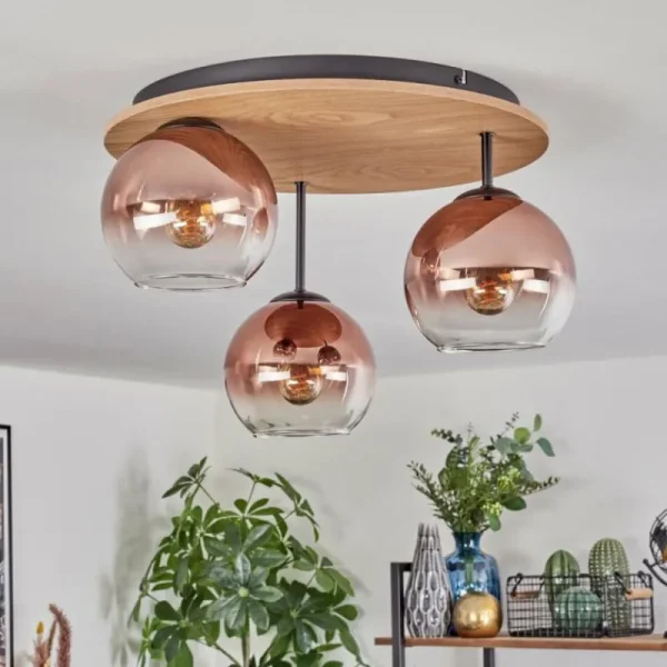 hofstein Koyoto Plafonnier, Boule lumineuse Écru, Noir, 3 lumières* Lampes Modernes