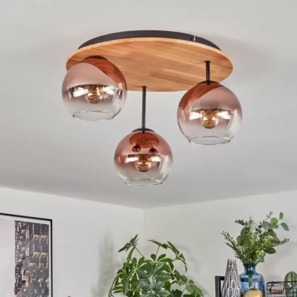 hofstein Koyoto Plafonnier, Boule lumineuse 40 cm Écru, Noir, 3 lumières* Lampes Modernes