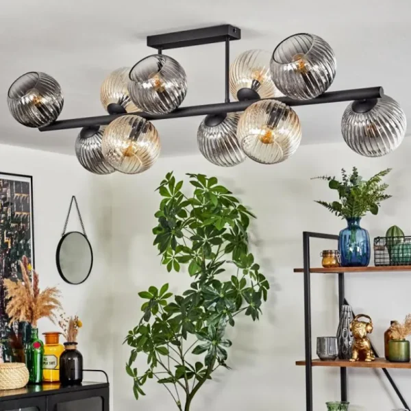 hofstein Koyoto Plafonnier, Boule lumineuse Ambre, Clair, Fumé, 10 lumières* Lampes Modernes