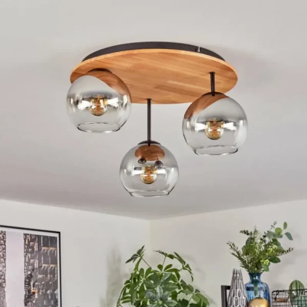 hofstein Koyoto Plafonnier, Boule lumineuse 40 cm Écru, Noir, 3 lumières* Lampes Modernes