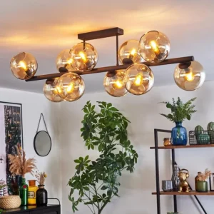 hofstein Koyoto Plafonnier, Boule lumineuse Ambre, 10 lumières* Lampes En Verre