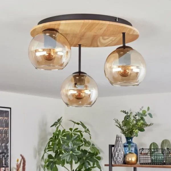 hofstein Koyoto Plafonnier, Boule lumineuse 40 cm Écru, Noir, 3 lumières* Lampes Modernes
