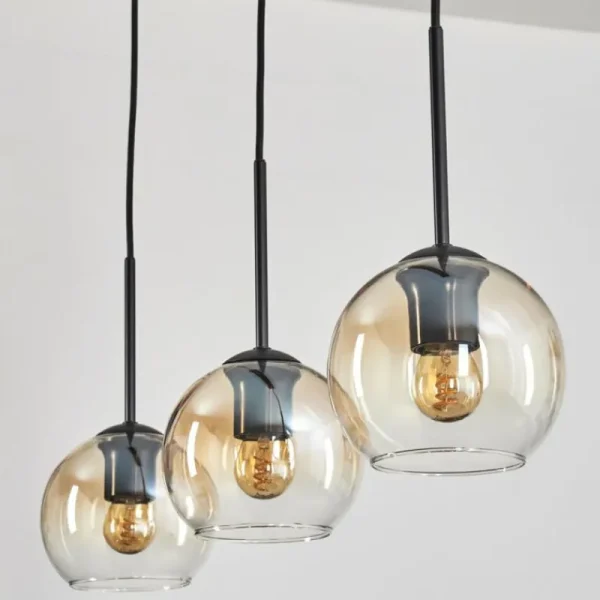 hofstein Koyoto Suspension Ambre, Clair, 3 lumières* Lampes En Verre